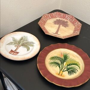 Tropical Palm Tree Decorative Plates Set